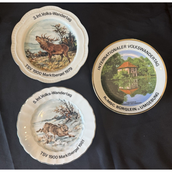 Vintage German Collector Plates Lot 13 Plates 7 1/2" Wandertag Animals Travel - Picture 6 of 9